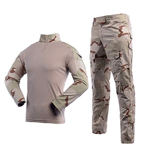 Men's Tactical Shirt and Combat Pants Set Long Sleeve 1/4 Zip T-Shirt Trousers for Military Hunting