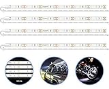 PryEU Daylight White 6000K LED Strip Lights 12V Waterproof for Auto Car Truck Boat Motorcycle Interior Lighting 12'' 30CM 3528 SMD UL Listed Pack of 4