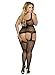 Plus Size Body Fishnet Stockings Lingerie for Curvy Women Lace Mesh Leopard Dress Slimming Sleepwear