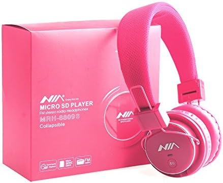 Nice Foldable Wireless Bluetooth Stereo Headset Handsfree Headphones with Mic for Calls (PINK)