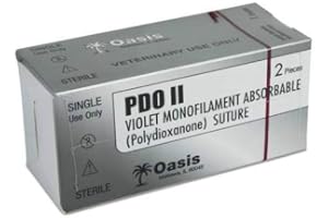 GENERIC Oasis Vet PDO (Polydioxanone) Surgical Suture, 2-0, (CP-1) 1/2 36/37mm Reverse Cutting Needle, 75cm, 12/Box, Veterinary Use