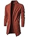 Ohoo Mens Long Sleeve Draped Open Front Shawl Collar Longline Cardigan