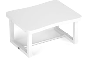 Itsst Wooden Step Stool with 500 Pounds, Wide Bed Step Stool for Adults，Wood White Step Stool&Stable Solid Metal Frame for Kitchen, Bedroom, Living Room, Bathroom