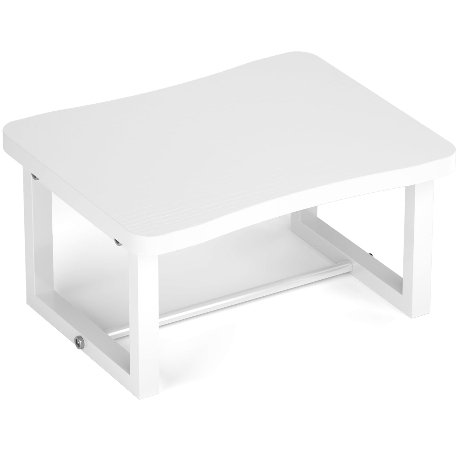 Photo 1 of Itsst Wooden Step Stool with 500 Pounds, Wide Bed Step Stool for Adults?Wood White Step Stool&Stable Solid Metal Frame for Kitchen, Bedroom, Living Room, Bathroom