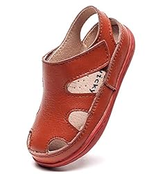 DADAWEN Boy's Girl's Leather Soft Closed Toe