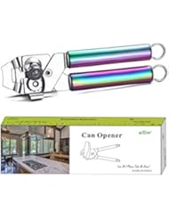 Berglander Can Opener, Stainless Steel Rainbow Handle Can Opener, Titainium Colorful Plating Handle Can Opener Hand Held, Smooth Edge Manual Can Opener, Heavy Duty (Rainbow)