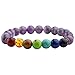Jovivi 5pcs 8mm Natural 7 Chakras Reiki Gemstone Lava Rock Stones Healing Crystals Prayer Mala Beads Bracelets for Women Men Meditation Chakra Balancing