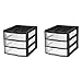 Sterilite 20439002 Medium 3 Drawer Desktop Unit, Black with Clear Drawers, 2-Pack