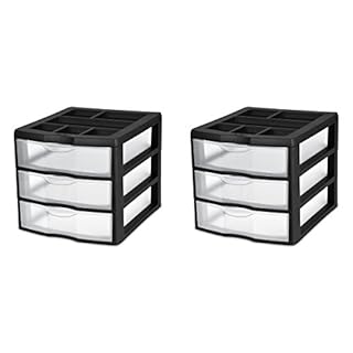 Sterilite 20738006 Small 3 Drawer Unit White Frame With Clear