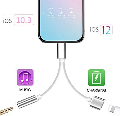 for iPhone 3.5mm Headphone Jack Adapter for iPhone Dongle for iPhone Xs/Xs Max/XR/ 8/8 Plus / 7/7 Plus Aux Adapter 2 in 1 Accessories Splitter Adaptor Charger Cables & Audio Connector Support All iOS