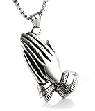HZMAN Christian Praying Hands Pendant Stainless Steel Plated the Hands of an Apostle Necklace