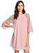 MAKEMECHIC Women's Casual Crewneck Half Sleeve Summer Chiffon Tunic Dress Pink S