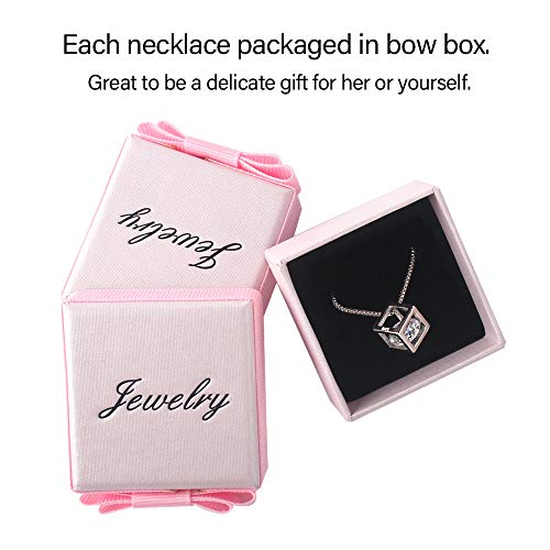 DOMEI Sterling Silver Pendant Necklaces for Women Girls, Jewelry for Mom Girlfriend Wife Friends with Sparkling Round Cubic Zirconia (Magic Cube)