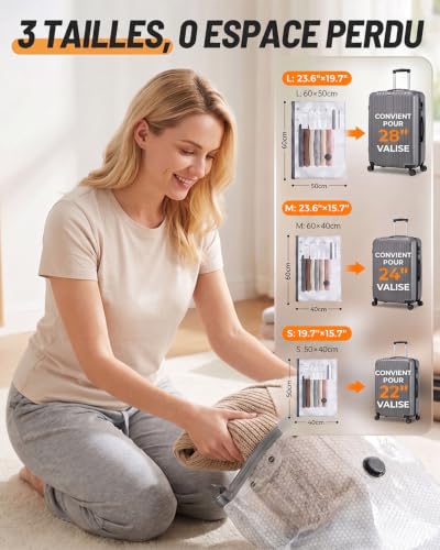 15 Pack (5L, 5M, 5S) Vacuum Bag for Clothes, Suitcases and Travel, Compression Travel Bag