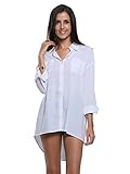 Persun Women White Pointed Collar Dip Back Semi-sheer Boyfriend Shirt