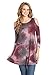 Frumos Womens 3/4 Sleeve Cold Shoulder Tie Dye Tunic Top