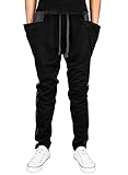HEMOON Mens 2 Tone Color Outdoor Harem Running Jogger Bottom Pants
