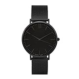 Souarts Mens Black Steel Mesh Strip Dress Watch Movement Quartz Analog Business Wristwatch 24cm