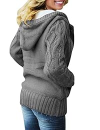 Aleumdr - Chaqueta con capucha para mujer, estilo casual, manga larga, con botones, de punto, con bolsillos, tallas S-XXL