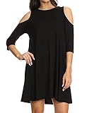 MissQee Women Plus Size Cold Shoulder Half Sleeve Shift Dress