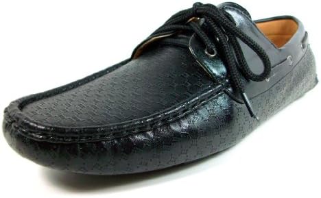 Rocus Mens Black Casual Lace Up Driving Moccasins Loafers Size 8.5