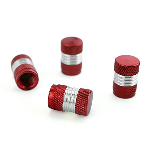 Runmade 4 Connecting Rods Style Polished Aluminum Alloy Chrome Tire Valve Stem Caps (Pack of 4) (Red) - Thumbnail 5