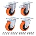 4 Inch Caster Wheels, Set of 4, Heavy Duty Casters with Brake, Polyurethane Foam No Noise Wheels, Saftety Dual Locking Casters Total 2000LBS (Screws Included)