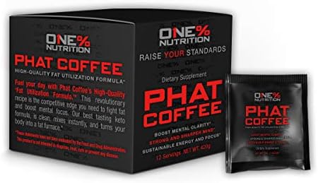 Phat Coffee by One % Nutrition - Instant Coffee Powder, 24g of Keto friendly fat – from MCT rich Coconut oil and grass fed Butter - Single Serve Packets,12ct