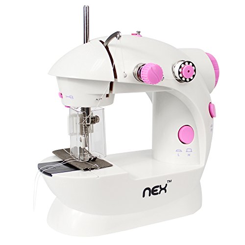 NEX Portable Sewing Machine Mini Size Double Speed Double Thread Pink with Protective Cover