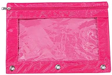 FeiBeauty 📌 Pencil Pouch 3 Ring - 1 Pack Zippered Binder Pencil Case Bag Transparent High Capacity Organizer with Bright Color & Plastic Window