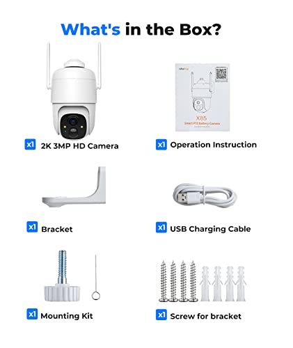 Outdoor Security Camera, 2K Wireless Outdoor Camera w/ 360° PTZ, Color Night Vision, AI & PIR Motion Detection, Battery Powered Smart Security Camera, Baby/Pet Monitor with 2-Way Audio, IP65, Cloud/SD