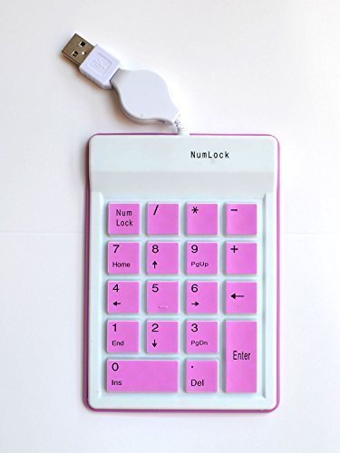 18 Keys Wired USB Numeric Keypad for iMac,Macbook,Laptop/Notebook,Desktop PC Computer Compatible with Windows 7,8,XP,2000,Vista (Light Purple)