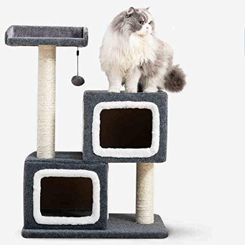 FTFDTMY-Double-Nest-Cat-Klettergerst-kleine-Sisal-Column-Jump-Platform-Kratzbaum-Haushaltsspielzeug-Cat-Scratch-Board-Yan-Farbe-Grau