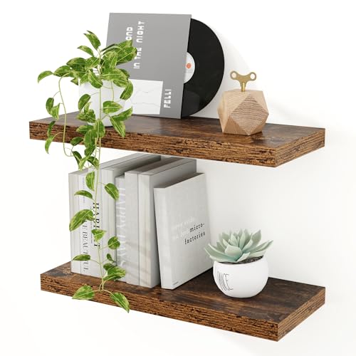 Feihorrm Wandregal Holz, Extra Breit 23,5 cm, 40cm Vintage Wandboard 2er Set, Schweberegal aus MDF Holz, Regal Wand, Regalbrett für Küche, Wohnzimmer,