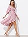 Milumia Women's V-Neck Striped Pinstripe Flounce Dip High Low Hem Split Wrap Dress