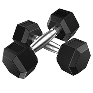 LILY Dumbbell Set Barbell 2-Piece Hex Rubber Dumbbell Solid Iron Hex Dumbbell Gym/Family Barbell Disk Body Workout 5kg, 10kg, 15kg, 20kg Household Dumbbells