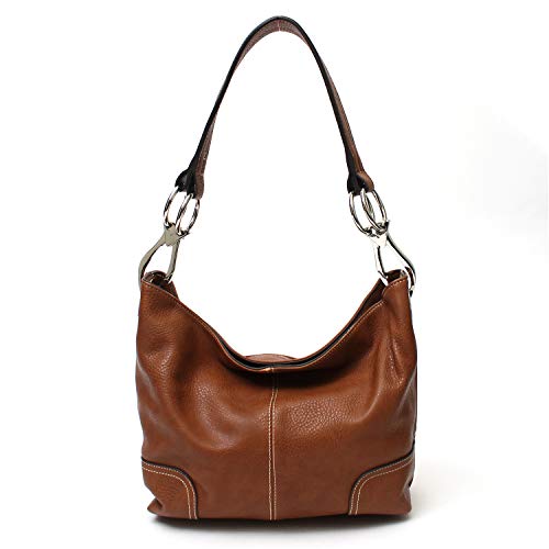 Americana Bucket Style Hobo Shoulder Bag with Big Snap Hook Hardware