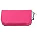 Foxnovo 22-Slots SD SDHC MMC CF Micro SD Memory Card Holder Pouch Case Zippered Storage Bag Protector (Rosy)