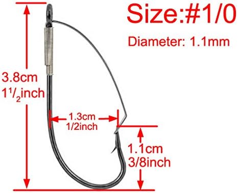 Paxipa Lot 100 Weedless Fishing Hook for Minnow Popper Crankbait Soft Bait Lures (#1/0)