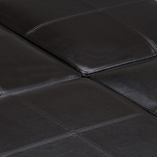 Simpli Home F-07 Avalon 35 inch Wide Contemporary Square Coffee Table Storage Ottoman in Tanners Brown Faux Leather - Thumbnail 6