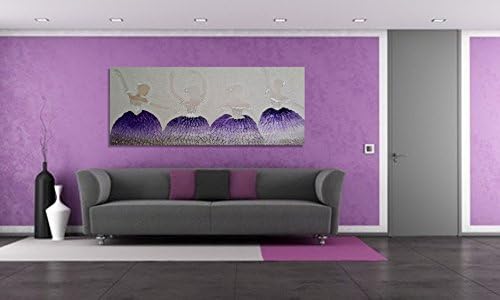 Original Ballerina ballet dancers oil painting. Purple pearl large figure painting with shimmering elements &amp; heavy textures, home decor