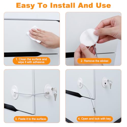 Romon 4 x Child Window Safety Locks with 8 Keys for Doors, Windows and Fridges, Drawers, Washing Machines, Focused on Child Safety