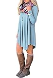 ReachMe Womens Long Sleeve Casual Loose T-Shirt Dress Midi Tunics For Leggings
