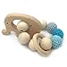Amyster Crochet Bead Teething Ring Set Untreated Beech Teether with Organic Wood Elephant Toy Wood Bracelet Baby Mom Kids Wooden Teether Bangle