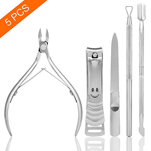 【UPGRADED VERSION】5PCS Cuticle Trimmer Set contains Cuticle Pusher Nail clipper, Professional Grade Stainless Steel Cuticle Nipper, Premium Sharp Blade Cuticle Cutter Pedicure Tool, Comfortable Grip - Thumbnail 6