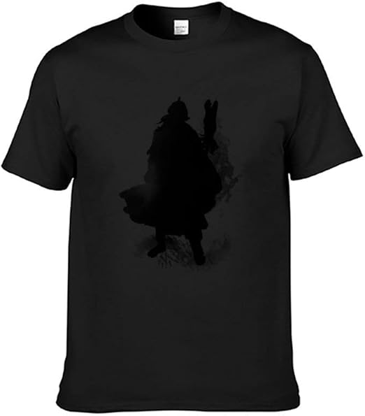 ZWARRT Playera Negra con Silueta de Color Blanco y Negro y diseño