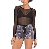 May&Maya Women's Long Sleeve Pure Mesh Blouse