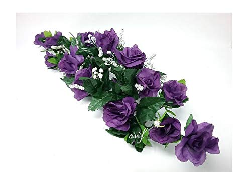 22" Rose Swag with Gyps Silk Wedding Flowers Home Party Holiday Decor (Purple)