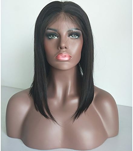 Intuition Hair 8A Glueless Bob Straight Full Lace Human Hair Wigs Short Brazilian Virgin Hair 130% Density Lace Front Wigs for Black Women with Baby Hair (14'', Full Lace Wig)