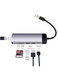 Hub USB C, 7 en 1, adaptador de concentrador tipo C integrado con suministro de alimentación PD, 1 puerto Ethernet Gbps, 4 K USB C a HDMI, 2 puertos USB 3.0, lector de tarjetas SD TF, portátil para MacBook y otros portátiles tipo C, con cable